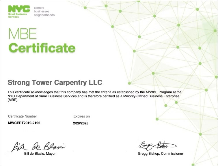 MBE-NYC certificate